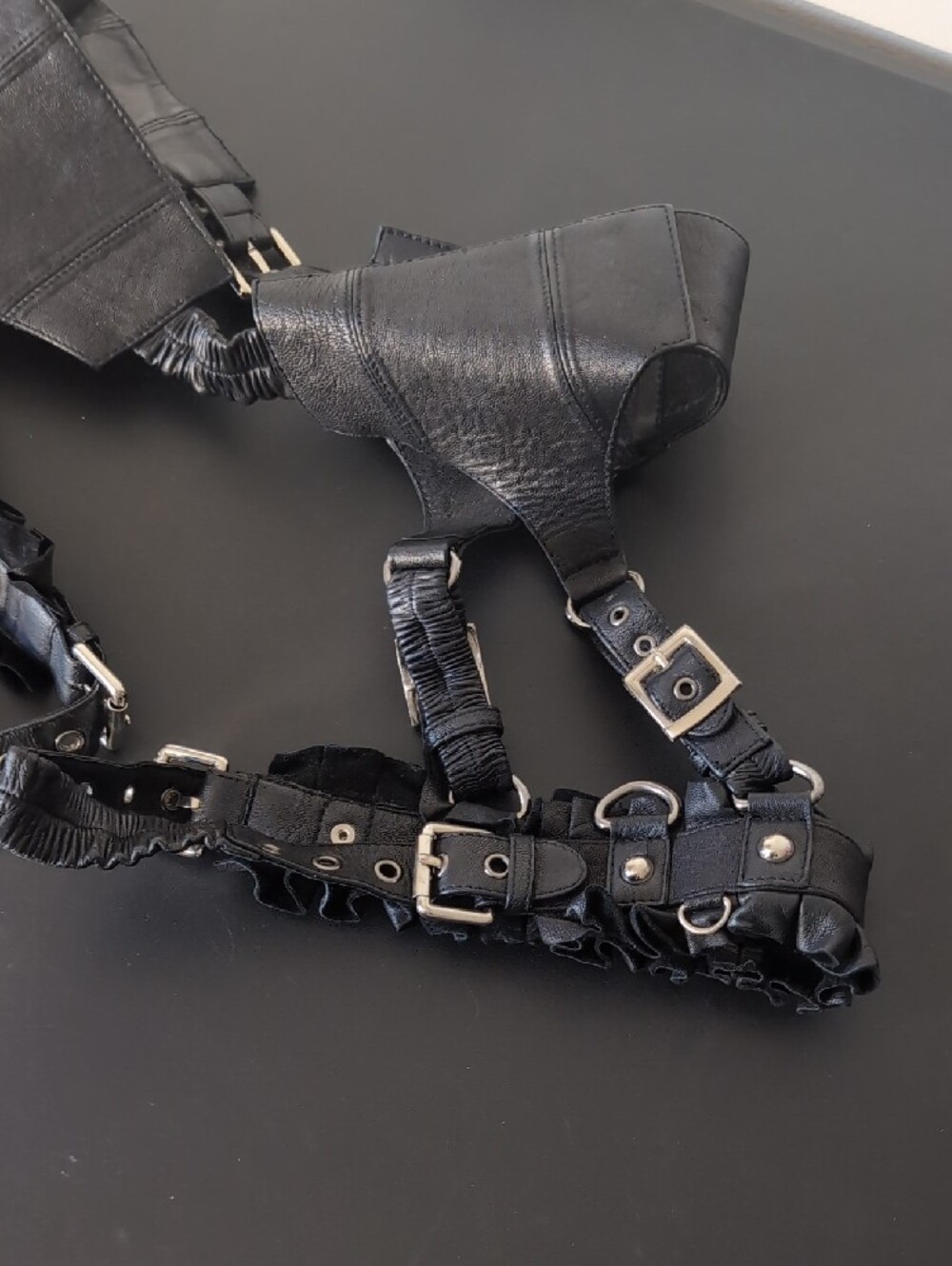 Skingraft Black Leather Harness Belt Bag with Studded Pouch - Picture 11 of 11